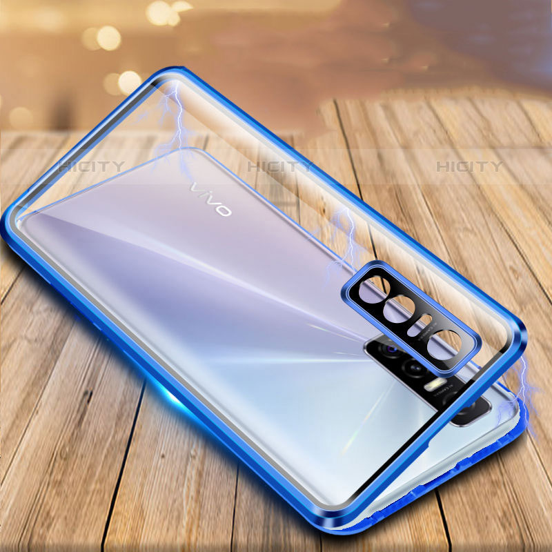 Funda Bumper Lujo Marco de Aluminio Espejo 360 Grados Carcasa P01 para Vivo Y73s 5G