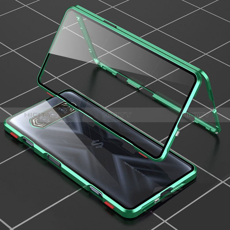 Funda Bumper Lujo Marco de Aluminio Espejo 360 Grados Carcasa P01 para Xiaomi Black Shark 4 Pro 5G Verde