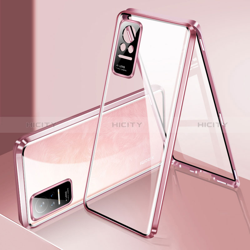 Funda Bumper Lujo Marco de Aluminio Espejo 360 Grados Carcasa P01 para Xiaomi Civi 1S 5G Oro Rosa