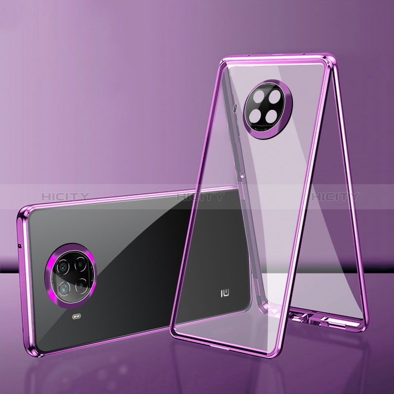 Funda Bumper Lujo Marco de Aluminio Espejo 360 Grados Carcasa P01 para Xiaomi Mi 10i 5G Morado