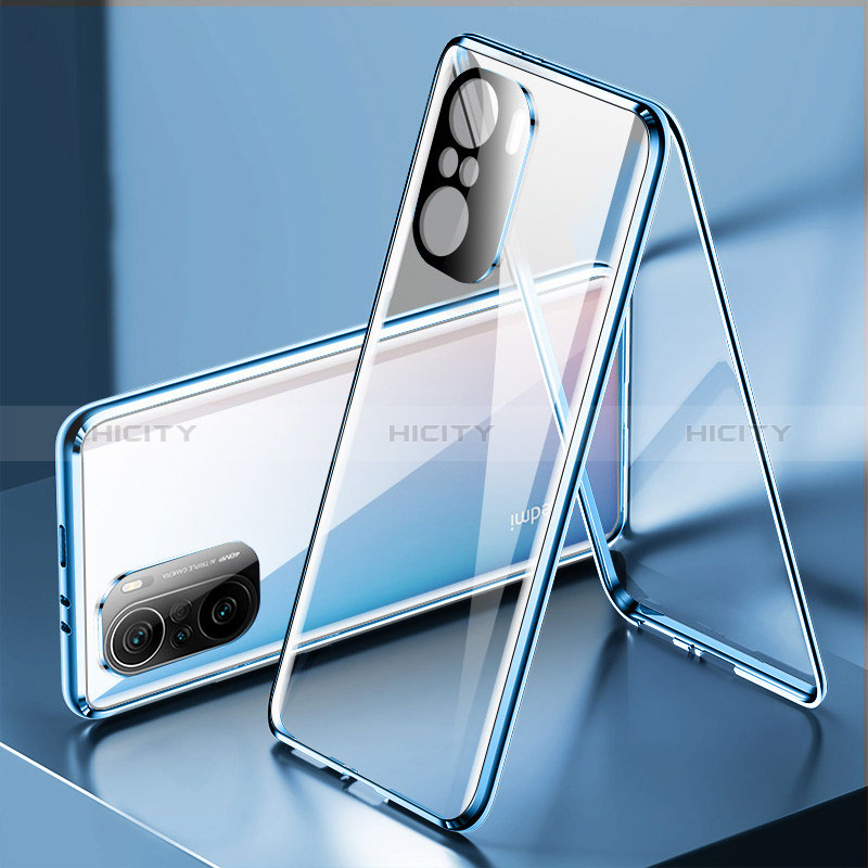 Funda Bumper Lujo Marco de Aluminio Espejo 360 Grados Carcasa P01 para Xiaomi Mi 11i 5G Azul