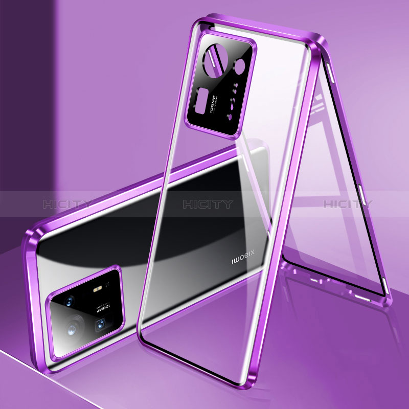 Funda Bumper Lujo Marco de Aluminio Espejo 360 Grados Carcasa P01 para Xiaomi Mi Mix 4 5G Morado