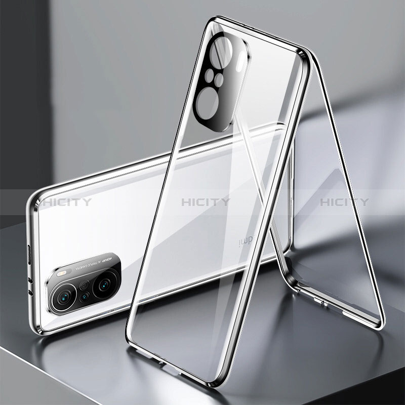 Funda Bumper Lujo Marco de Aluminio Espejo 360 Grados Carcasa P01 para Xiaomi Poco F3 5G Plata