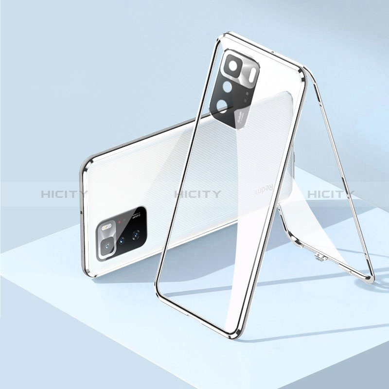 Funda Bumper Lujo Marco de Aluminio Espejo 360 Grados Carcasa P01 para Xiaomi Poco X3 GT 5G Plata