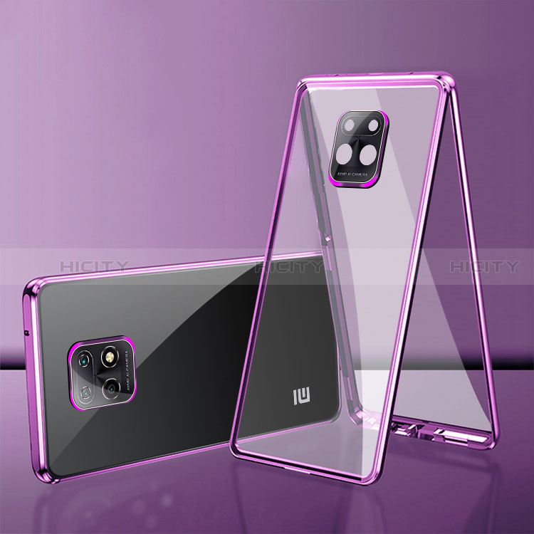 Funda Bumper Lujo Marco de Aluminio Espejo 360 Grados Carcasa P01 para Xiaomi Redmi 10X 5G Morado