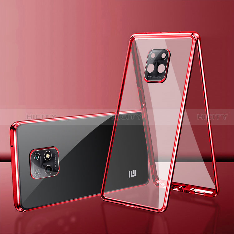 Funda Bumper Lujo Marco de Aluminio Espejo 360 Grados Carcasa P01 para Xiaomi Redmi 10X 5G Rojo