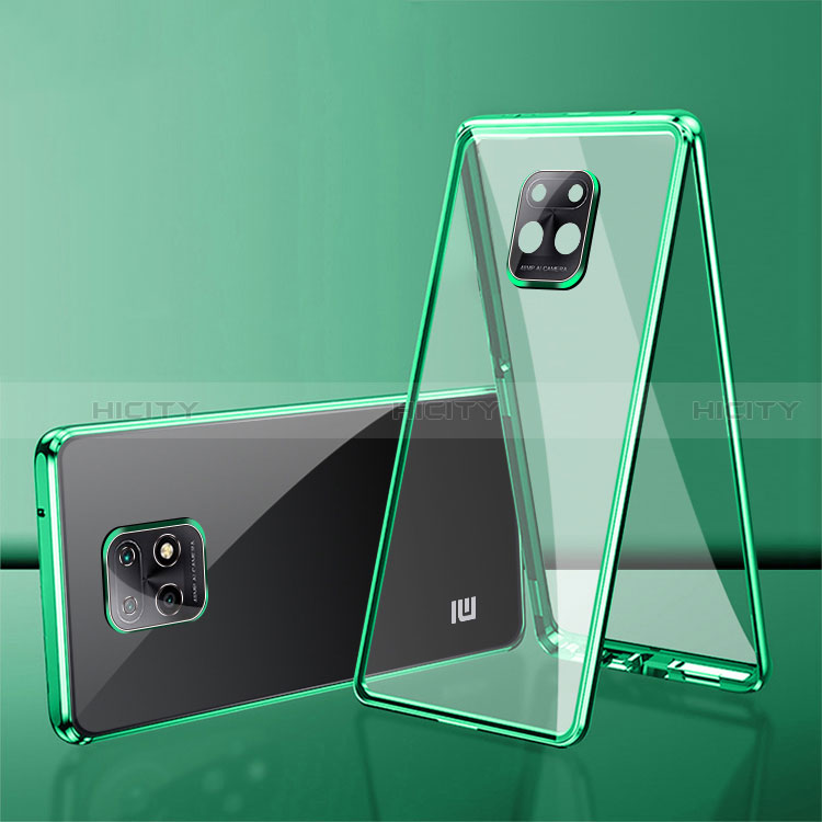 Funda Bumper Lujo Marco de Aluminio Espejo 360 Grados Carcasa P01 para Xiaomi Redmi 10X Pro 5G Verde