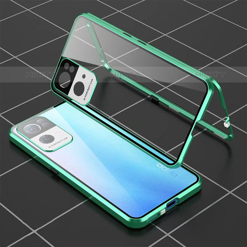 Funda Bumper Lujo Marco de Aluminio Espejo 360 Grados Carcasa P02 para Oppo Reno7 Pro 5G