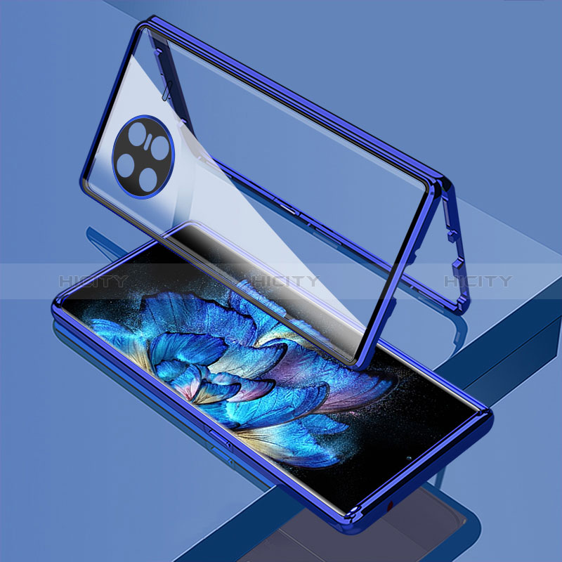 Funda Bumper Lujo Marco de Aluminio Espejo 360 Grados Carcasa P02 para Vivo X Note Azul