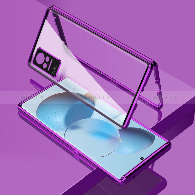 Funda Bumper Lujo Marco de Aluminio Espejo 360 Grados Carcasa P02 para Xiaomi Civi 1S 5G Morado