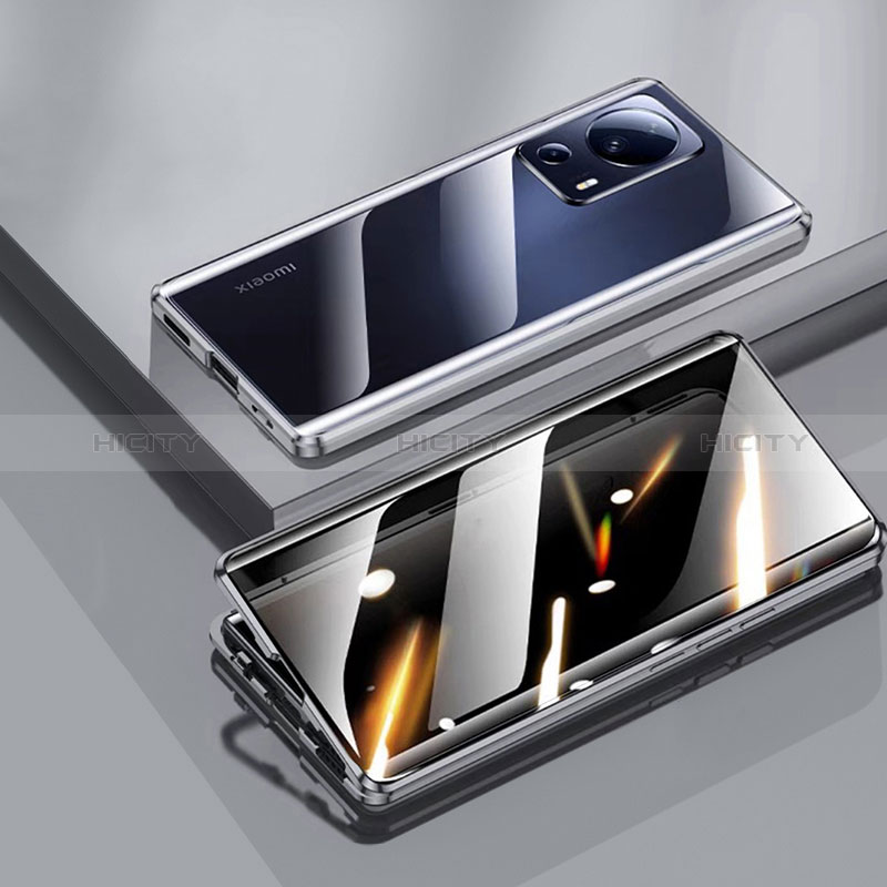 Funda Bumper Lujo Marco de Aluminio Espejo 360 Grados Carcasa P02 para Xiaomi Mi 12 Lite NE 5G Negro