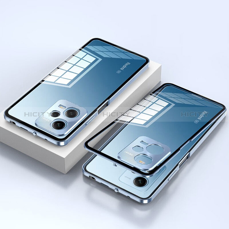 Funda Bumper Lujo Marco de Aluminio Espejo 360 Grados Carcasa P02 para Xiaomi Poco X5 5G Azul