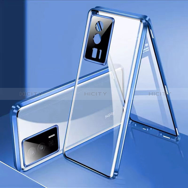 Funda Bumper Lujo Marco de Aluminio Espejo 360 Grados Carcasa P02 para Xiaomi Redmi K60 5G Azul