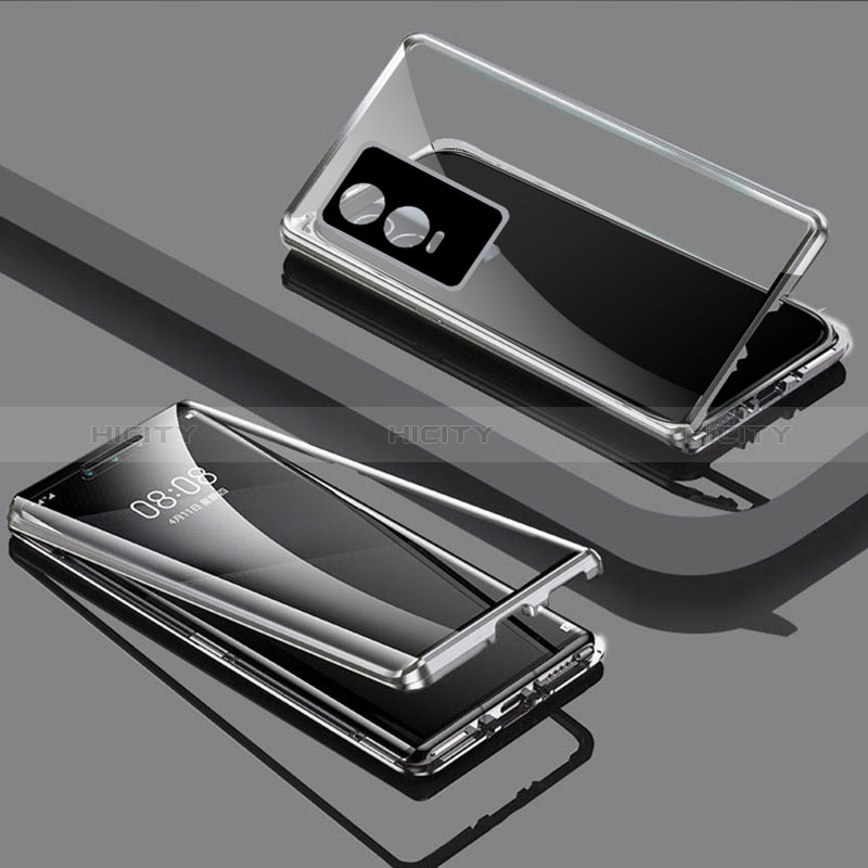 Funda Bumper Lujo Marco de Aluminio Espejo 360 Grados Carcasa P03 para Vivo Y76s 5G