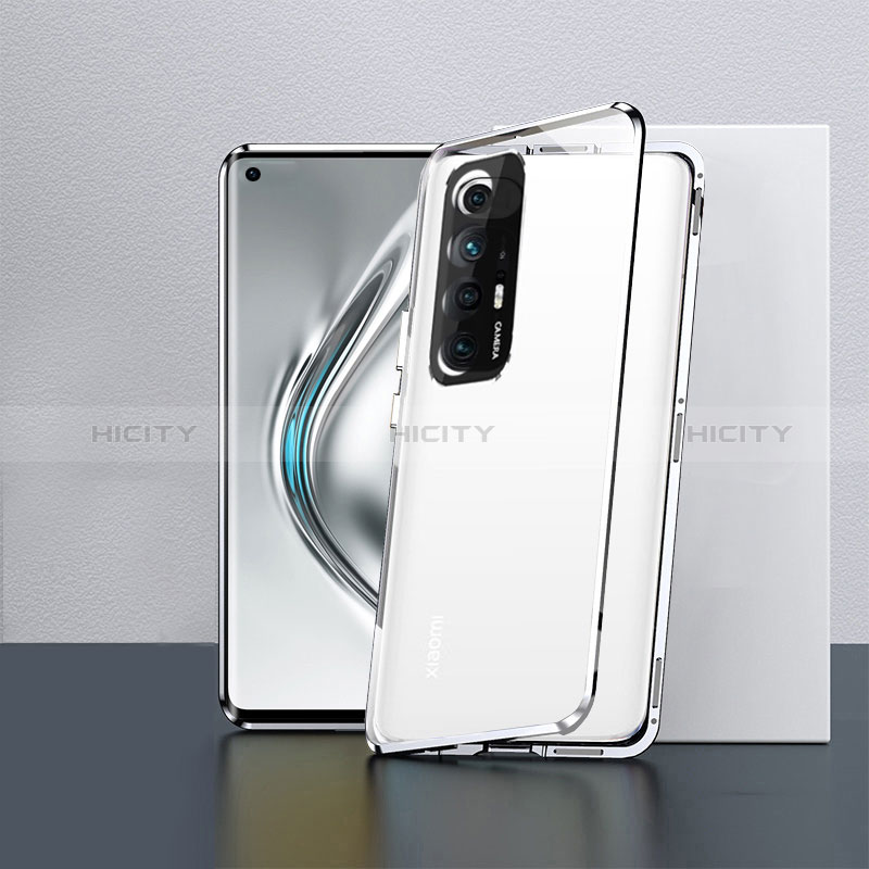 Funda Bumper Lujo Marco de Aluminio Espejo 360 Grados Carcasa P03 para Xiaomi Mi 10S 5G Plata