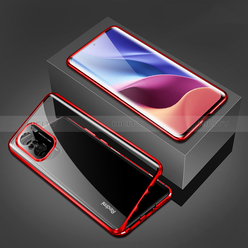 Funda Bumper Lujo Marco de Aluminio Espejo 360 Grados Carcasa P03 para Xiaomi Mi 11i 5G Rojo