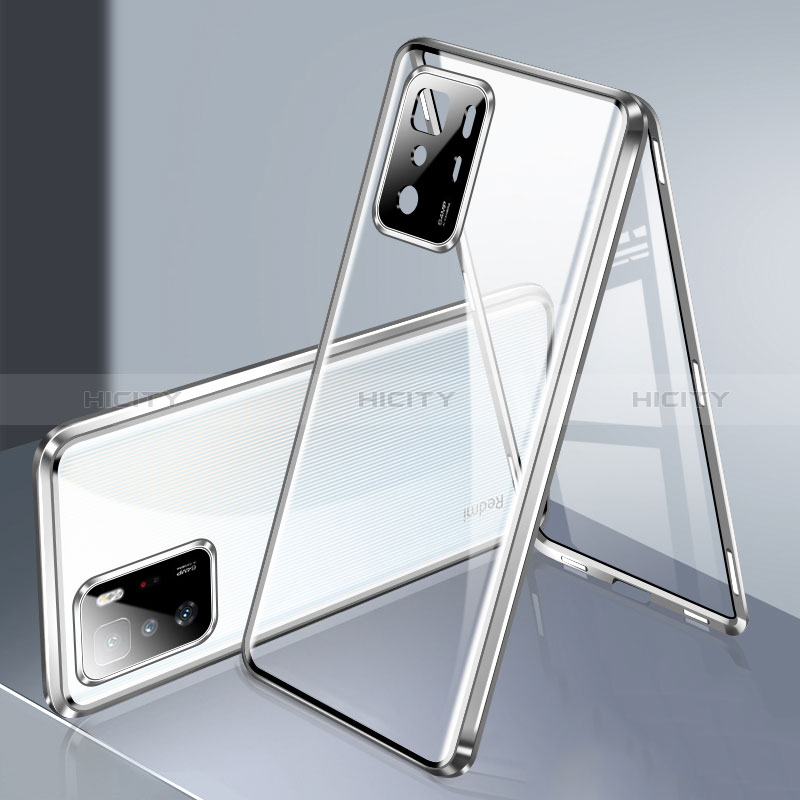 Funda Bumper Lujo Marco de Aluminio Espejo 360 Grados Carcasa P03 para Xiaomi Poco X3 GT 5G Plata