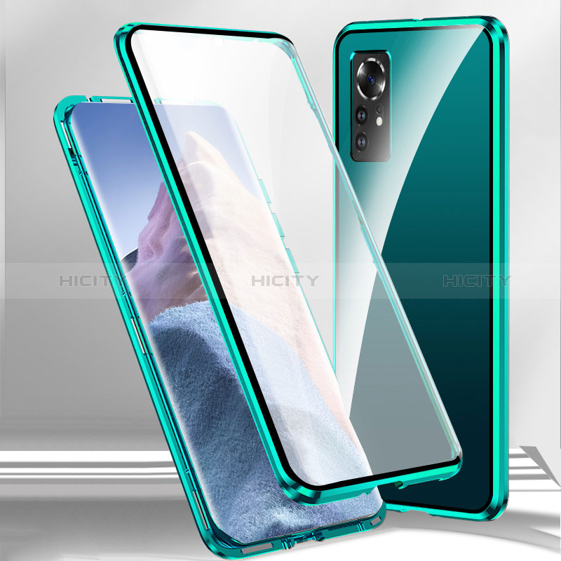 Funda Bumper Lujo Marco de Aluminio Espejo 360 Grados Carcasa P03 para Xiaomi Redmi Note 12S Verde