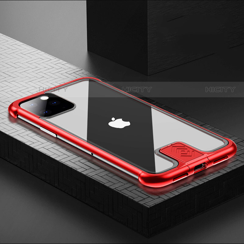 Funda Bumper Lujo Marco de Aluminio Espejo 360 Grados Carcasa para Apple iPhone 11 Pro Max Rojo