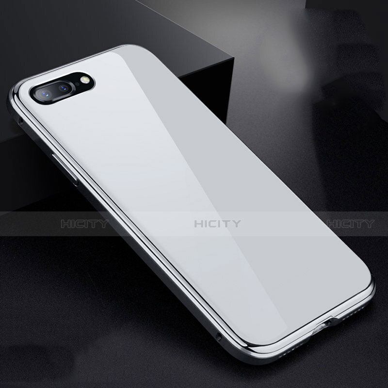 Funda Bumper Lujo Marco de Aluminio Espejo 360 Grados Carcasa para Apple iPhone 8 Plus Blanco