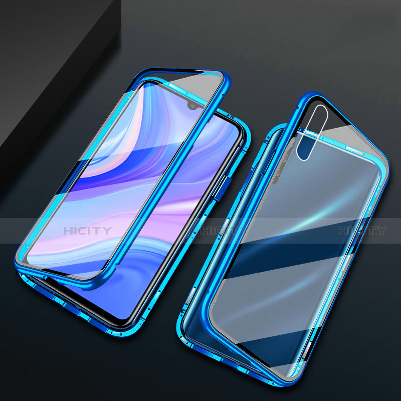 Funda Bumper Lujo Marco de Aluminio Espejo 360 Grados Carcasa para Huawei Enjoy 10S Azul