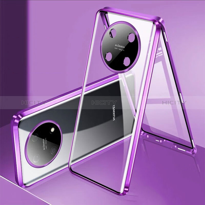 Funda Bumper Lujo Marco de Aluminio Espejo 360 Grados Carcasa para Huawei Enjoy 50 Pro Morado