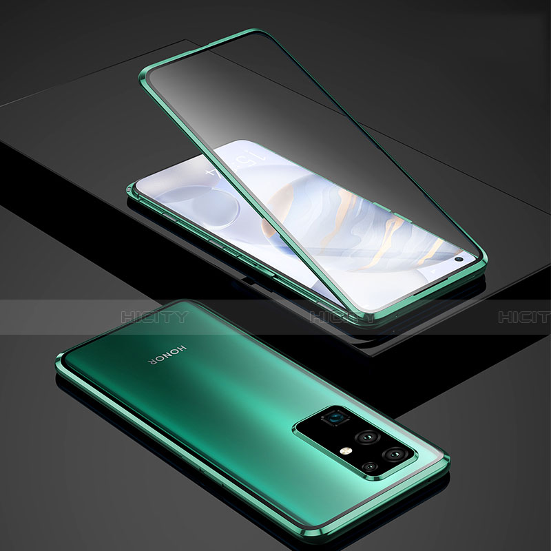 Funda Bumper Lujo Marco de Aluminio Espejo 360 Grados Carcasa para Huawei Honor 30 Verde