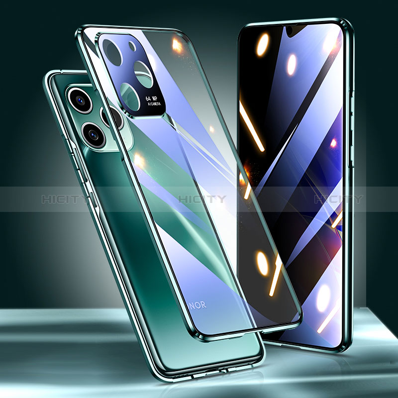 Funda Bumper Lujo Marco de Aluminio Espejo 360 Grados Carcasa para Huawei Honor 60 SE 5G Verde