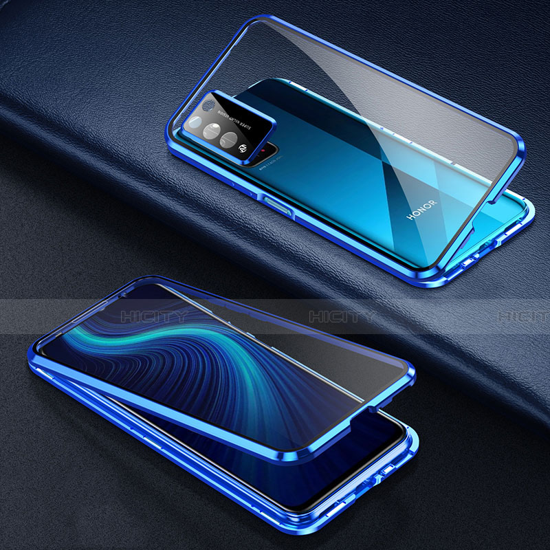 Funda Bumper Lujo Marco de Aluminio Espejo 360 Grados Carcasa para Huawei Honor X10 5G Azul