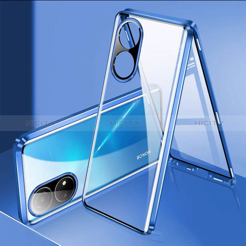 Funda Bumper Lujo Marco de Aluminio Espejo 360 Grados Carcasa para Huawei Honor X7 Azul