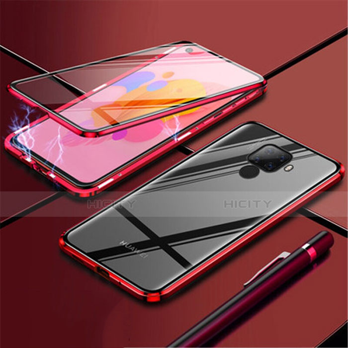 Funda Bumper Lujo Marco de Aluminio Espejo 360 Grados Carcasa para Huawei Mate 30 Lite Rojo