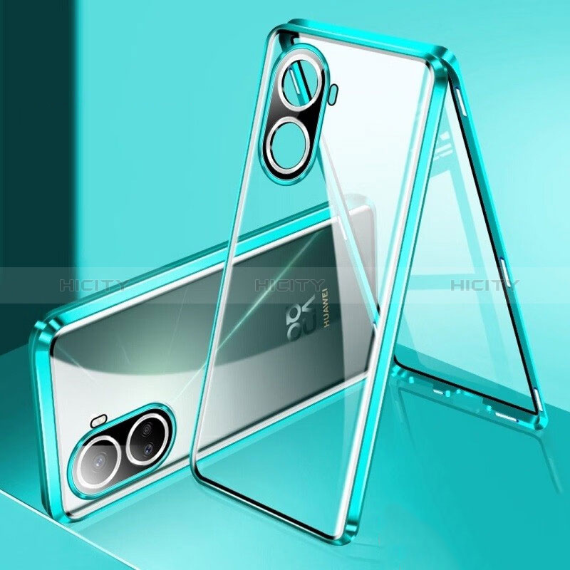 Funda Bumper Lujo Marco de Aluminio Espejo 360 Grados Carcasa para Huawei Nova 10 SE Verde