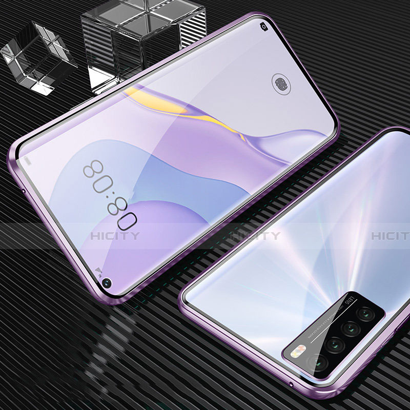 Funda Bumper Lujo Marco de Aluminio Espejo 360 Grados Carcasa para Huawei Nova 7 Pro 5G Morado