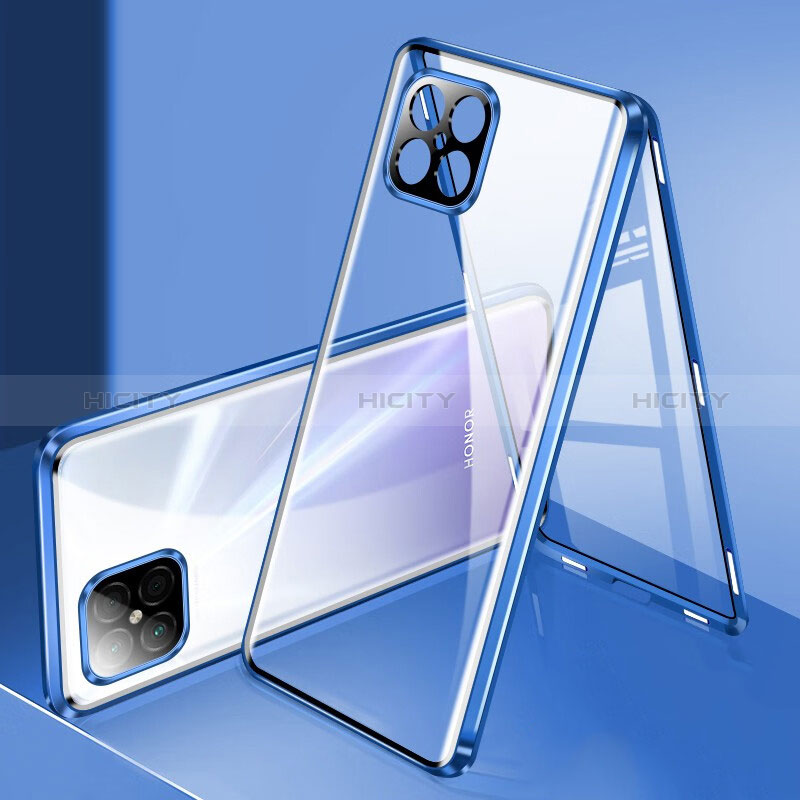 Funda Bumper Lujo Marco de Aluminio Espejo 360 Grados Carcasa para Huawei Nova 8 SE 4G Azul