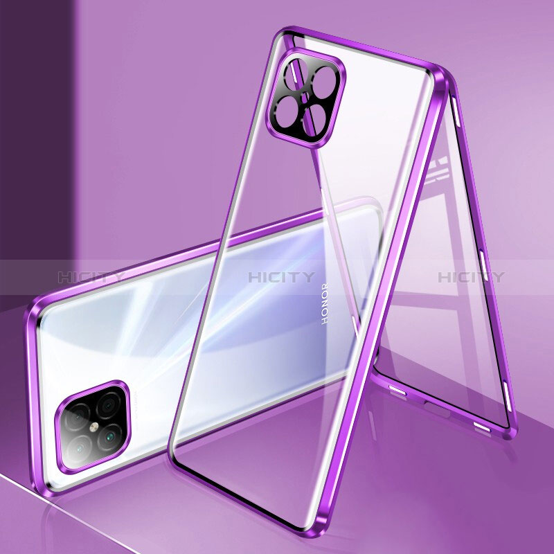 Funda Bumper Lujo Marco de Aluminio Espejo 360 Grados Carcasa para Huawei Nova 8 SE 4G Morado