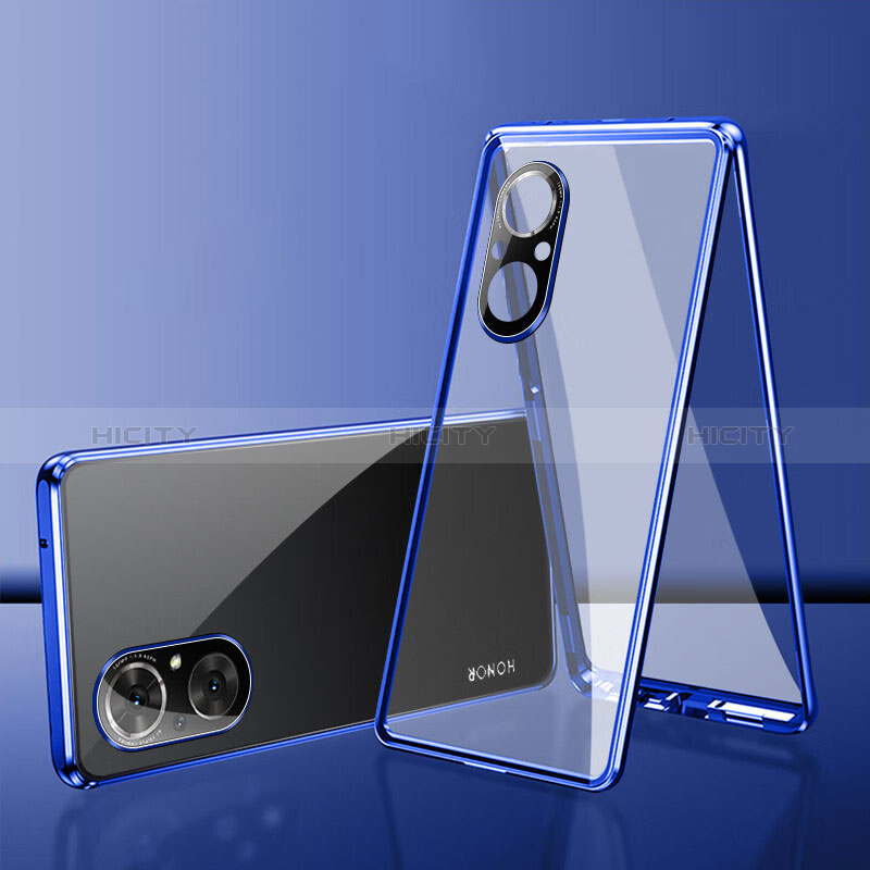 Funda Bumper Lujo Marco de Aluminio Espejo 360 Grados Carcasa para Huawei Nova 9 SE Azul