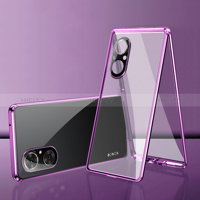 Funda Bumper Lujo Marco de Aluminio Espejo 360 Grados Carcasa para Huawei Nova 9 SE Morado