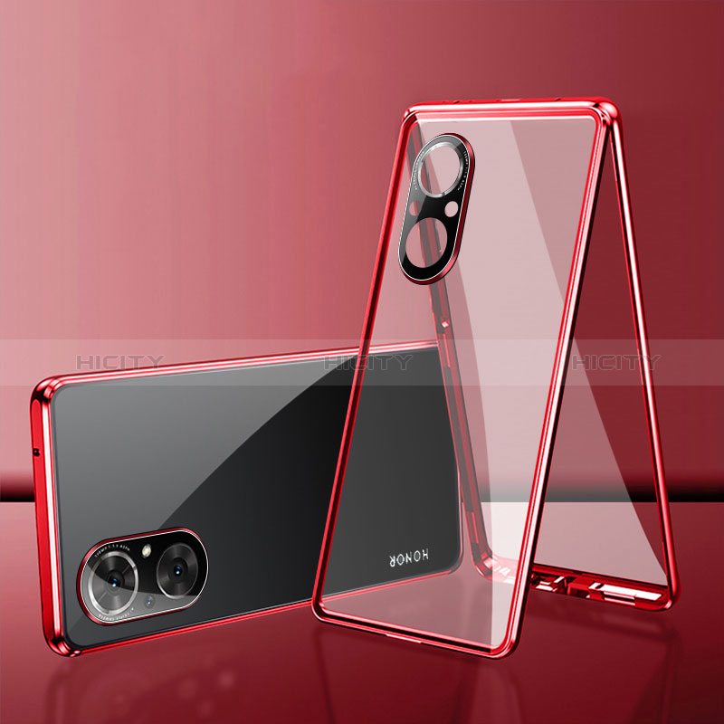 Funda Bumper Lujo Marco de Aluminio Espejo 360 Grados Carcasa para Huawei Nova 9 SE Rojo