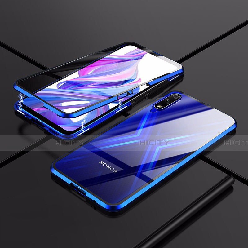 Funda Bumper Lujo Marco de Aluminio Espejo 360 Grados Carcasa para Huawei P Smart Z (2019) Azul