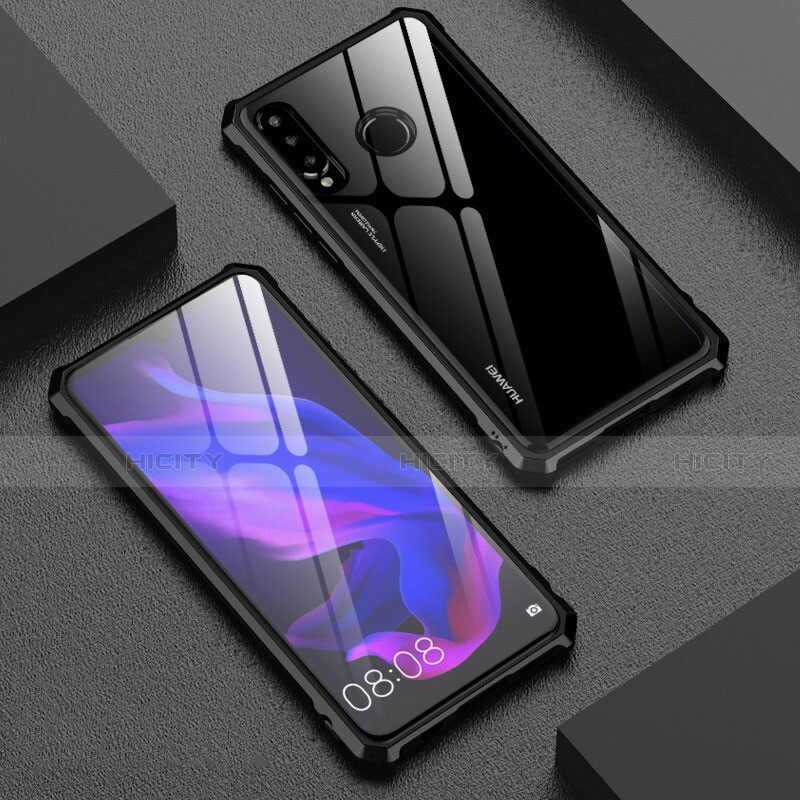 Funda Bumper Lujo Marco de Aluminio Espejo 360 Grados Carcasa para Huawei P30 Lite New Edition Negro