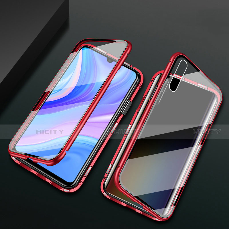 Funda Bumper Lujo Marco de Aluminio Espejo 360 Grados Carcasa para Huawei Y8p Rojo