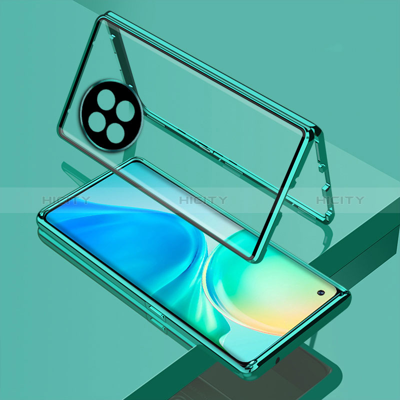 Funda Bumper Lujo Marco de Aluminio Espejo 360 Grados Carcasa para OnePlus Ace 2 Pro 5G Verde