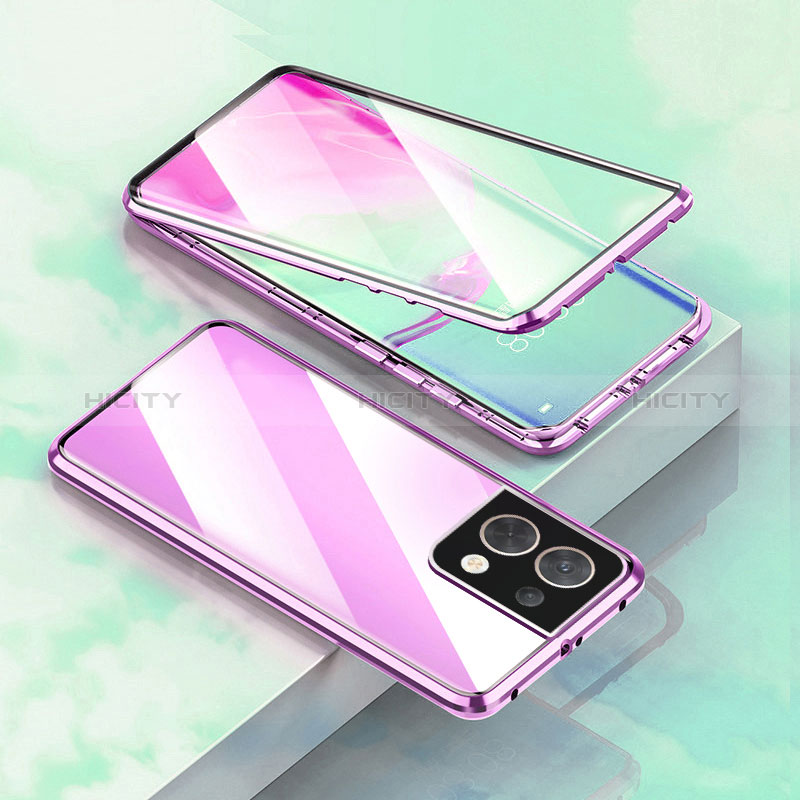 Funda Bumper Lujo Marco de Aluminio Espejo 360 Grados Carcasa para OnePlus Ace 2V 5G Morado