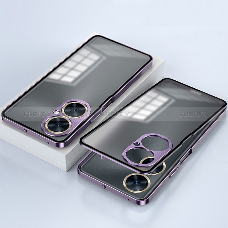 Funda Bumper Lujo Marco de Aluminio Espejo 360 Grados Carcasa para OnePlus Nord CE 3 Lite 5G Morado