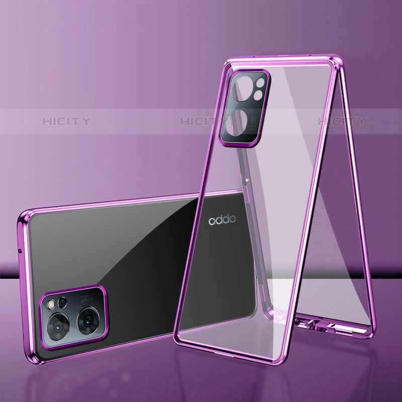 Funda Bumper Lujo Marco de Aluminio Espejo 360 Grados Carcasa para OnePlus Nord N300 5G Morado