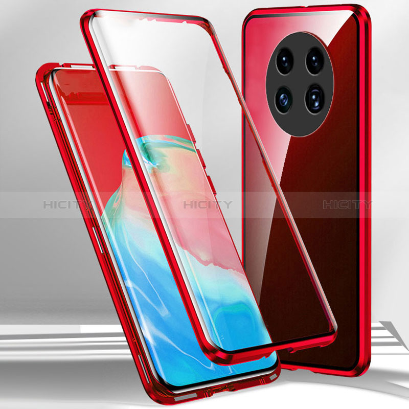 Funda Bumper Lujo Marco de Aluminio Espejo 360 Grados Carcasa para Oppo A2 Pro 5G Rojo