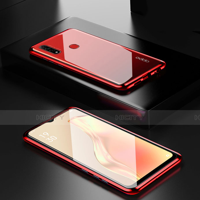 Funda Bumper Lujo Marco de Aluminio Espejo 360 Grados Carcasa para Oppo A31 Rojo