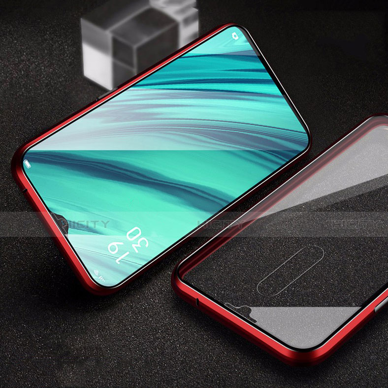 Funda Bumper Lujo Marco de Aluminio Espejo 360 Grados Carcasa para Oppo A9X Rojo