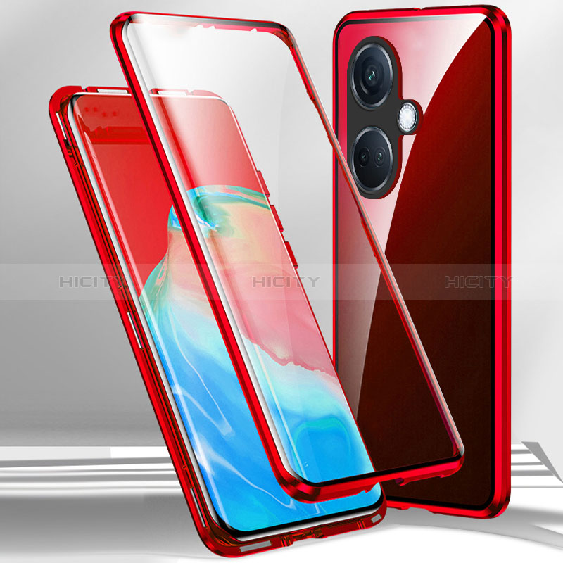 Funda Bumper Lujo Marco de Aluminio Espejo 360 Grados Carcasa para Oppo K11 5G Rojo