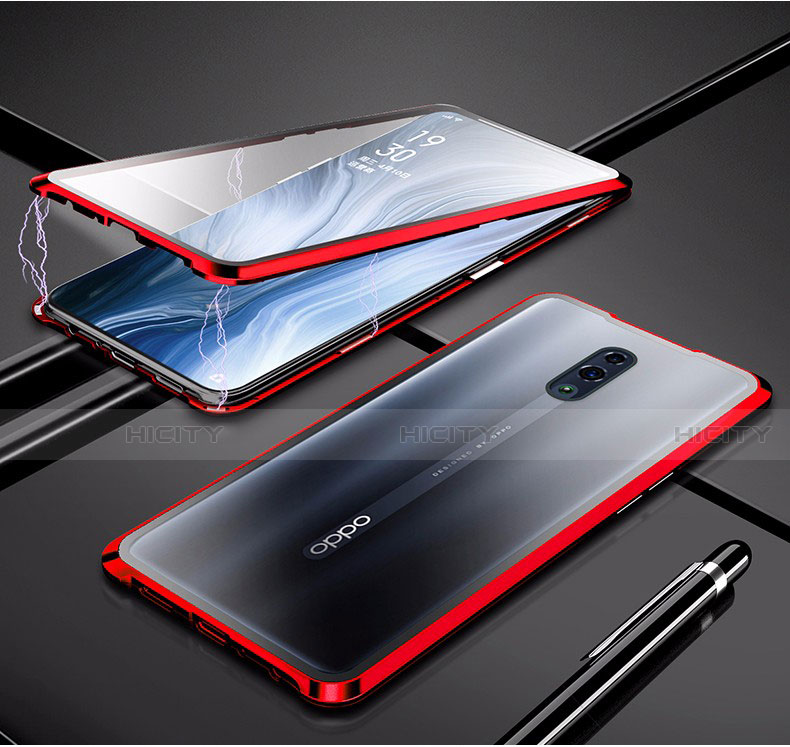 Funda Bumper Lujo Marco de Aluminio Espejo 360 Grados Carcasa para Oppo K3 Rojo